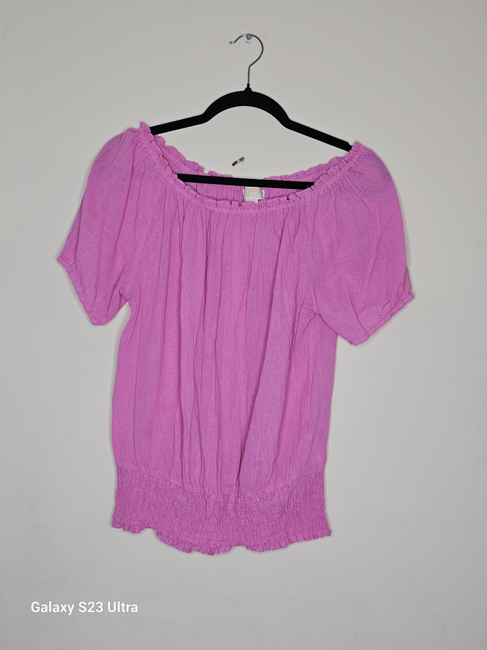 Michael Kors Bright Pink Off-Shoulder Blouse